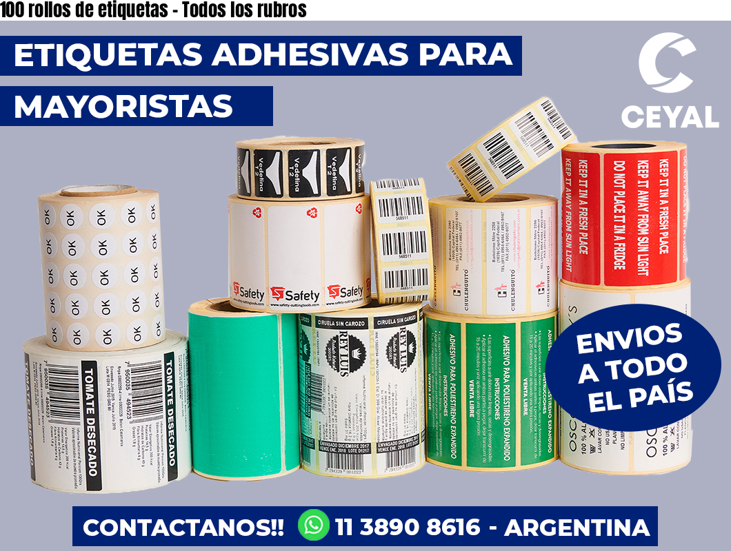 100 rollos de etiquetas – Todos los rubros