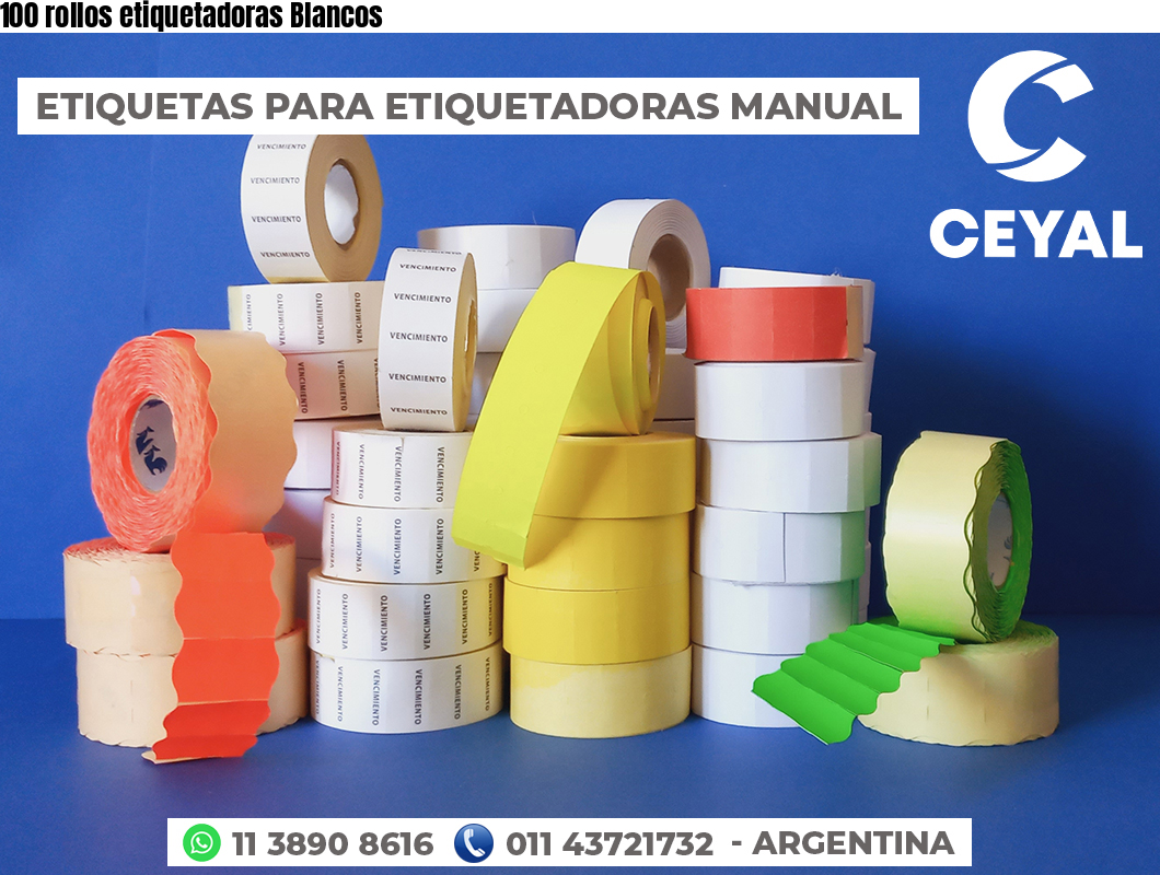100 rollos etiquetadoras Blancos