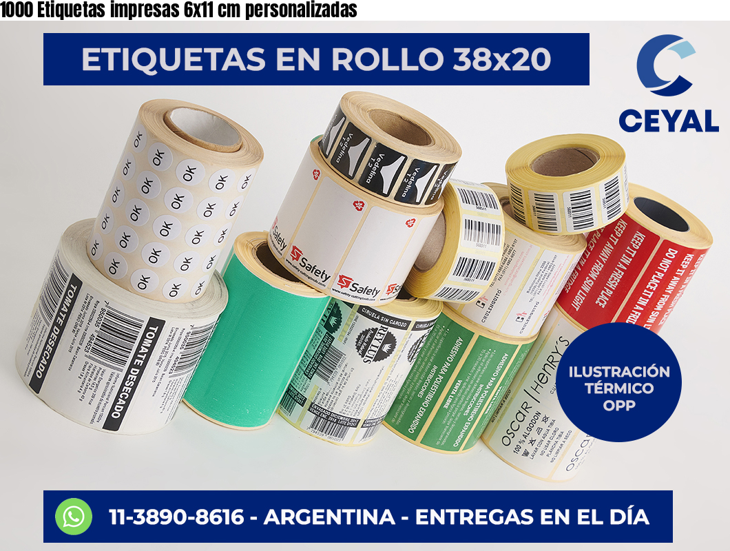 1000 Etiquetas impresas 6×11 cm personalizadas