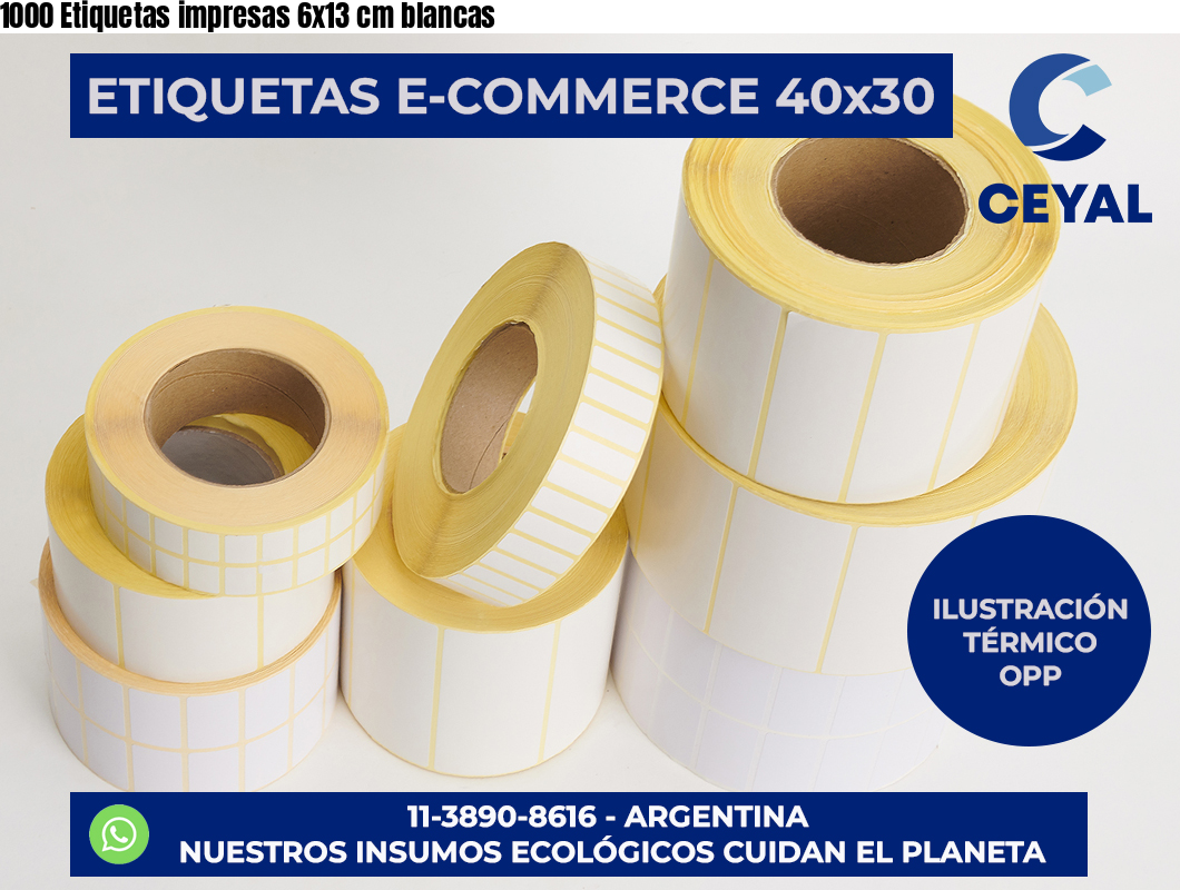 1000 Etiquetas impresas 6×13 cm blancas
