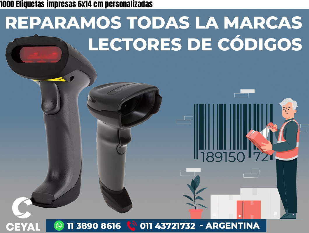 1000 Etiquetas impresas 6x14 cm personalizadas