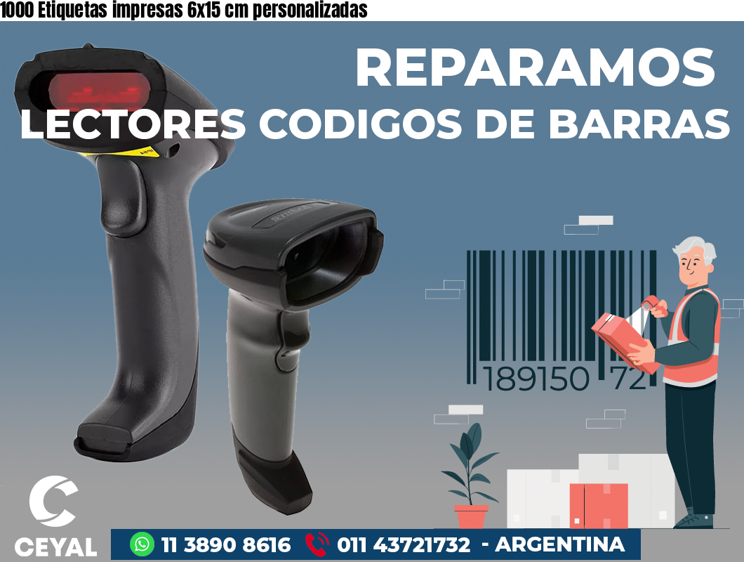 1000 Etiquetas impresas 6x15 cm personalizadas