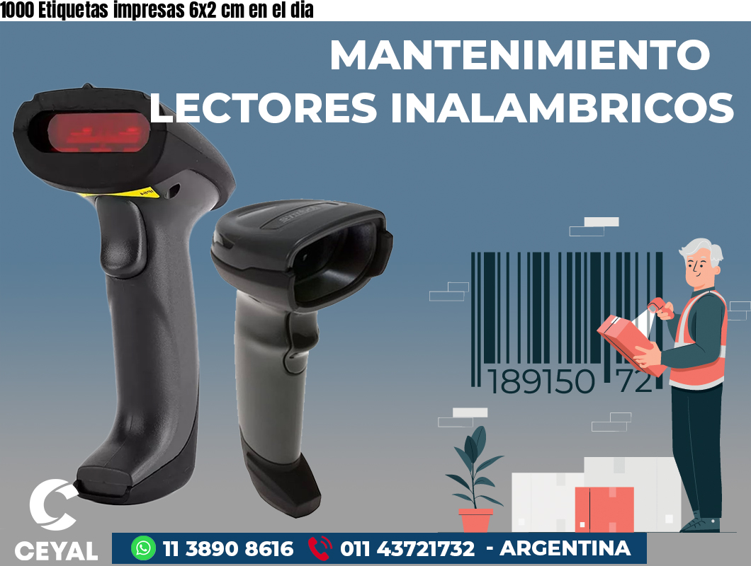 1000 Etiquetas impresas 6x2 cm en el dia