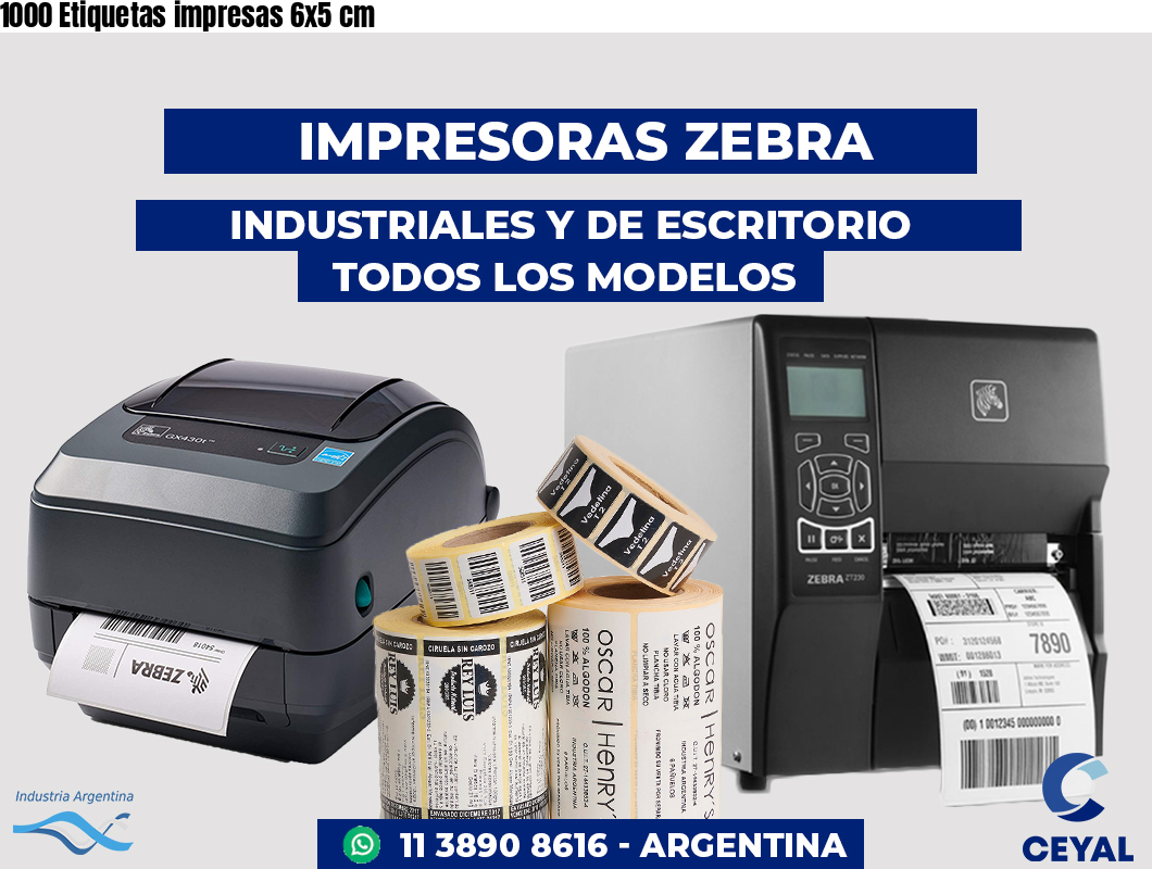 1000 Etiquetas impresas 6x5 cm