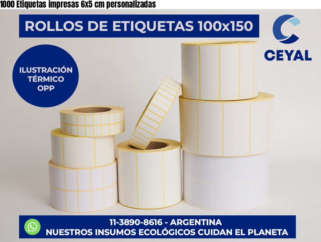 1000 Etiquetas impresas 6×5 cm personalizadas