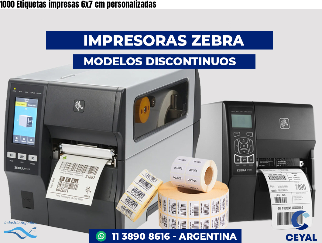 1000 Etiquetas impresas 6x7 cm personalizadas