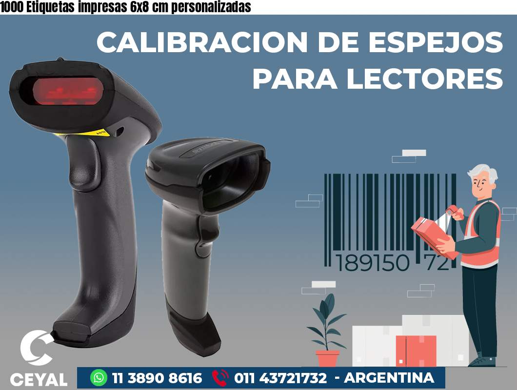 1000 Etiquetas impresas 6x8 cm personalizadas
