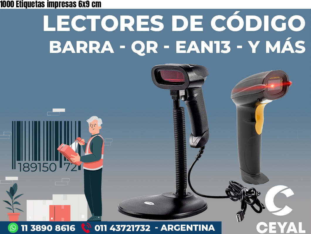 1000 Etiquetas impresas 6x9 cm