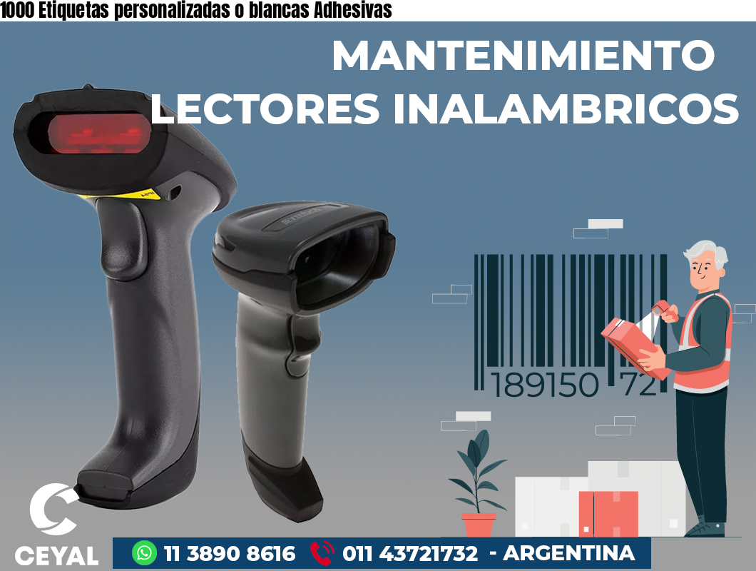 1000 Etiquetas personalizadas o blancas Adhesivas