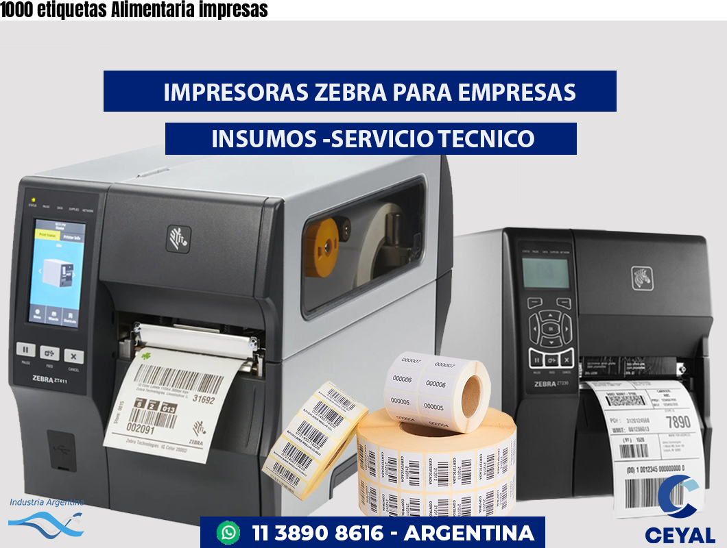 1000 etiquetas Alimentaria impresas