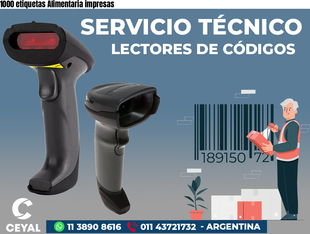1000 etiquetas Alimentaria impresas
