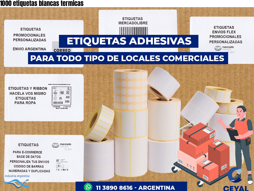 1000 etiquetas blancas termicas