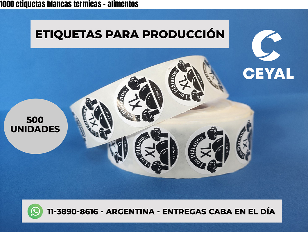 1000 etiquetas blancas termicas - alimentos