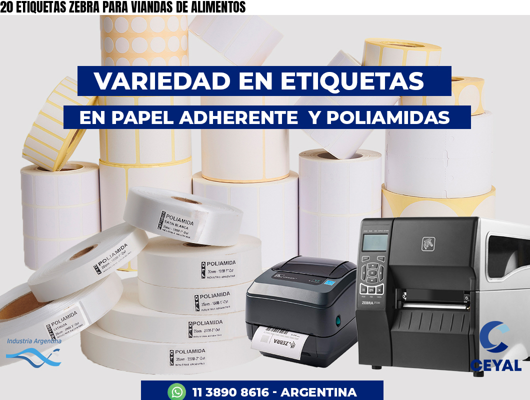 20 ETIQUETAS ZEBRA PARA VIANDAS DE ALIMENTOS