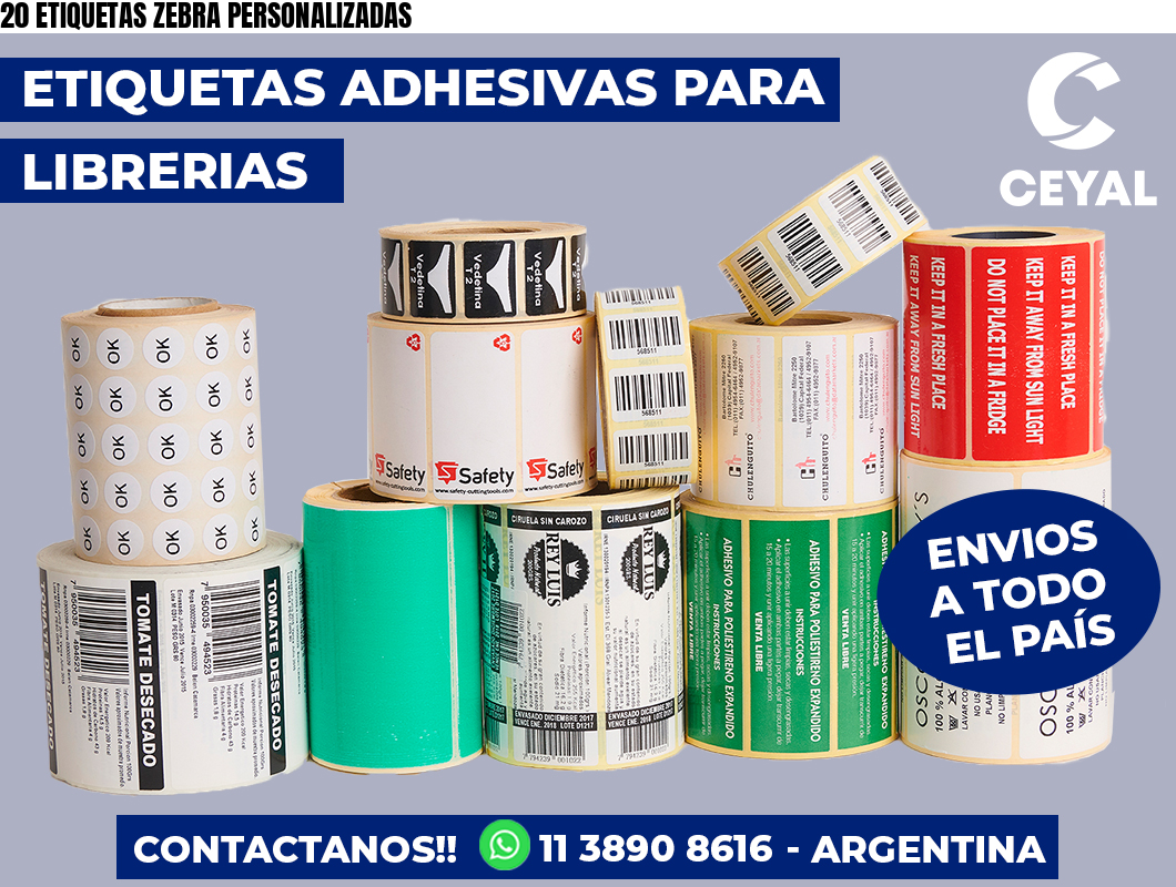 20 ETIQUETAS ZEBRA PERSONALIZADAS