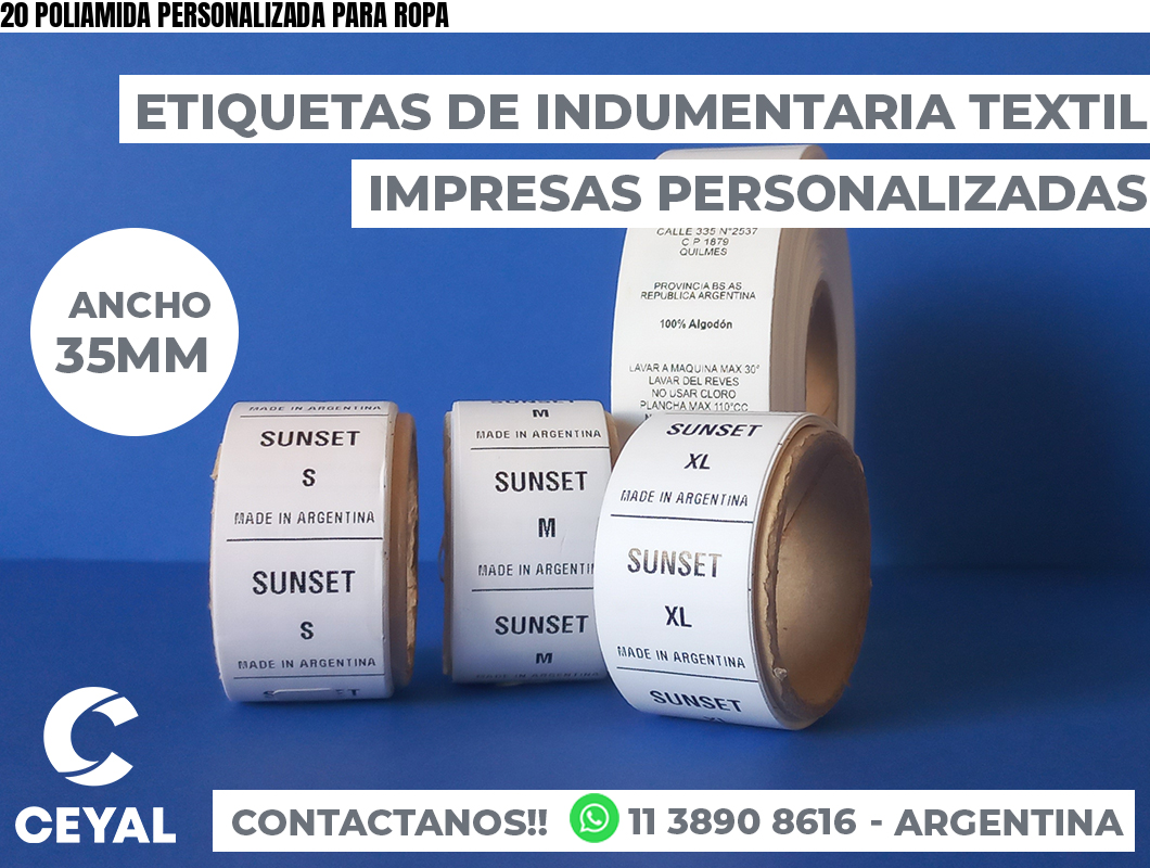 20 POLIAMIDA PERSONALIZADA PARA ROPA
