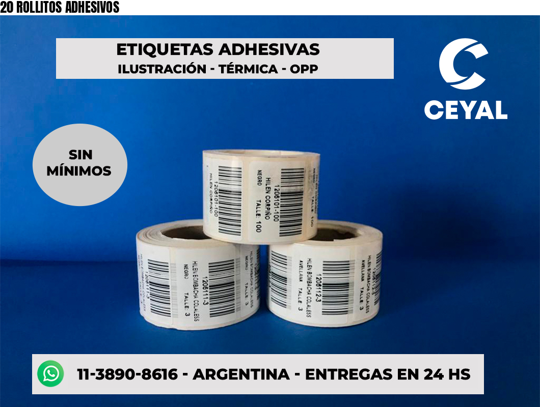 20 ROLLITOS ADHESIVOS