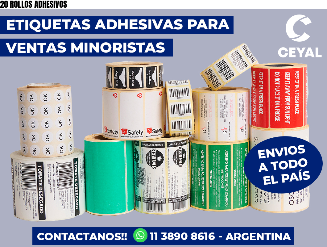 20 ROLLOS ADHESIVOS