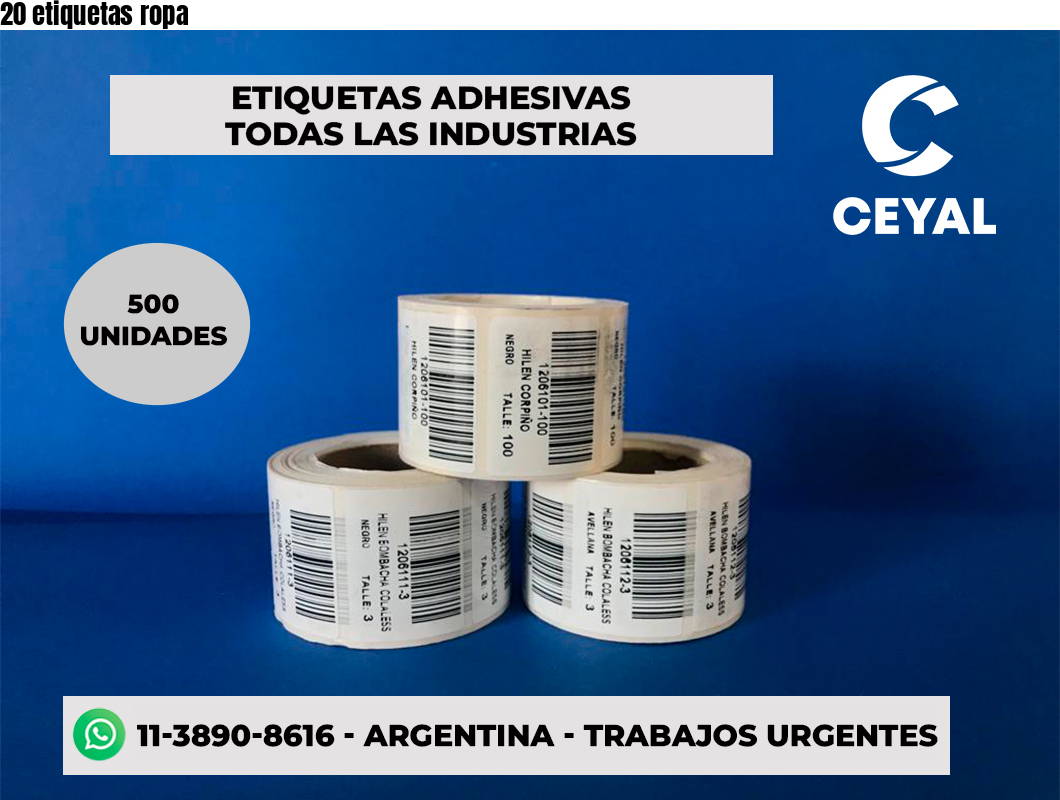20 etiquetas ropa
