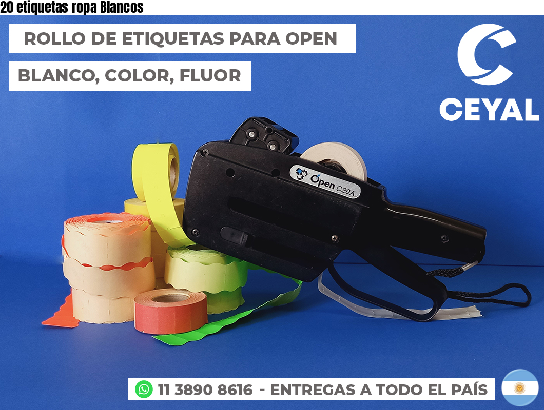 20 etiquetas ropa Blancos