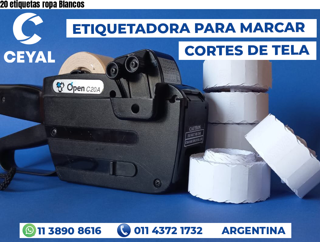 20 etiquetas ropa Blancos