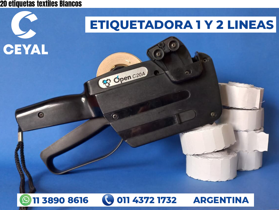 20 etiquetas textiles Blancos
