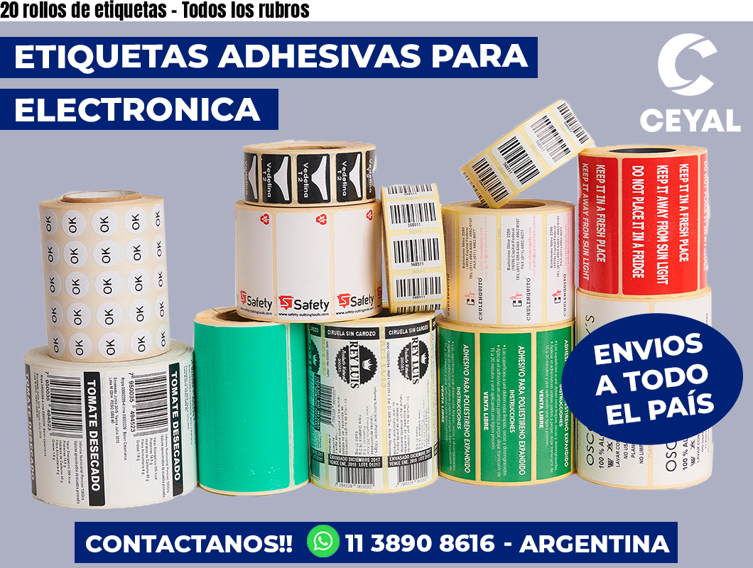 20 rollos de etiquetas - Todos los rubros