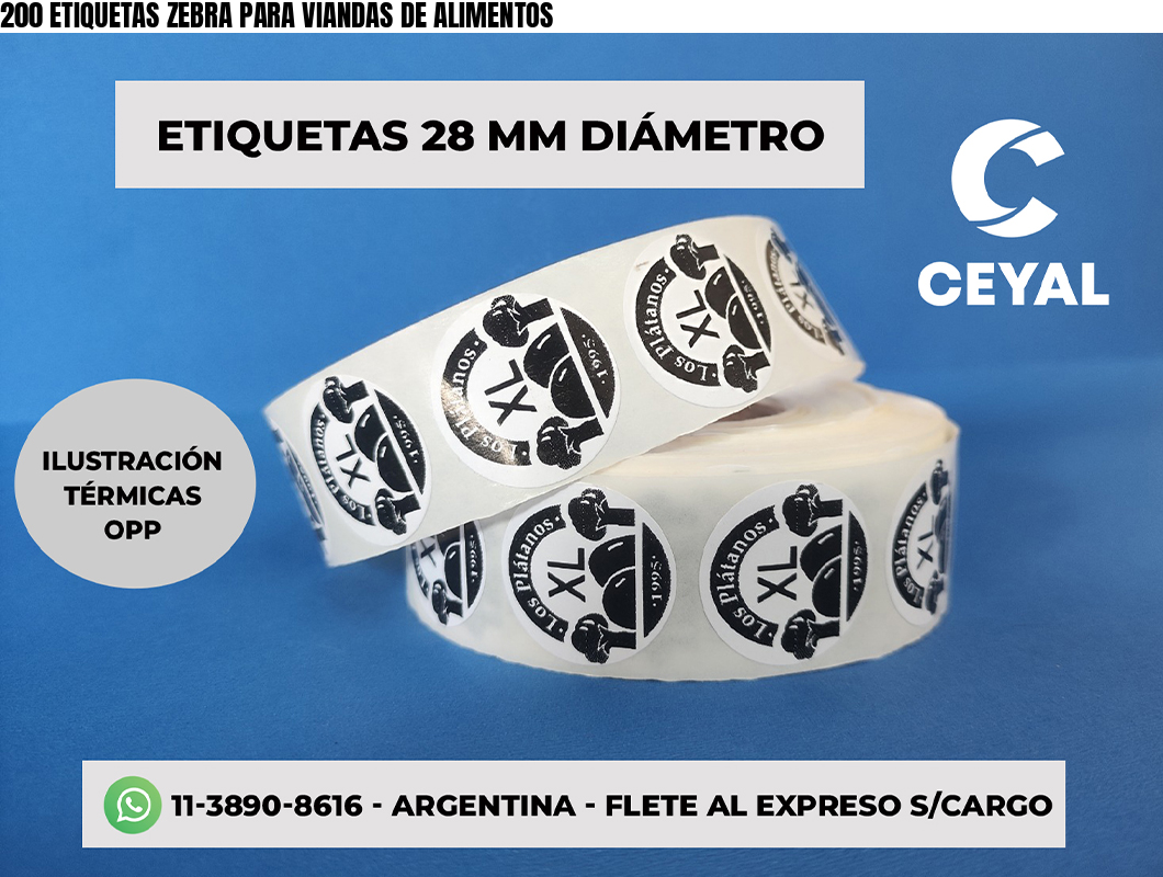 200 ETIQUETAS ZEBRA PARA VIANDAS DE ALIMENTOS