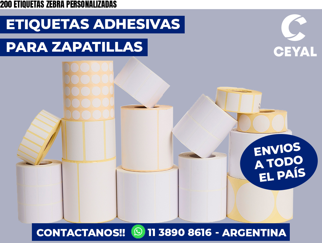200 ETIQUETAS ZEBRA PERSONALIZADAS