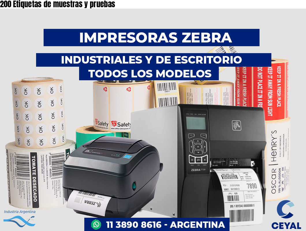 200 Etiquetas de muestras y pruebas
