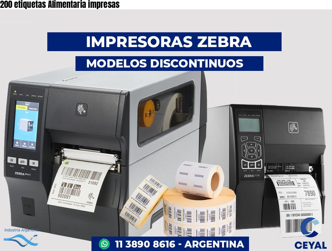 200 etiquetas Alimentaria impresas