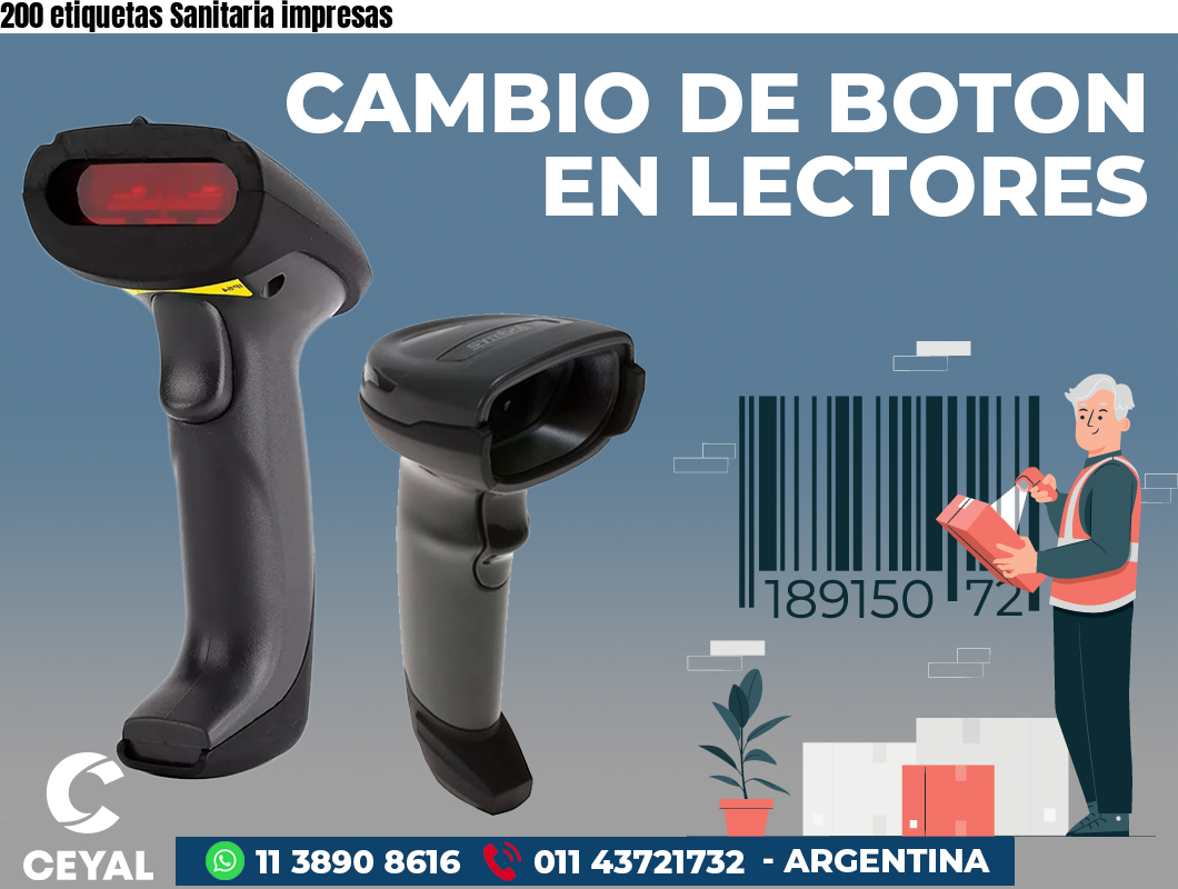 200 etiquetas Sanitaria impresas