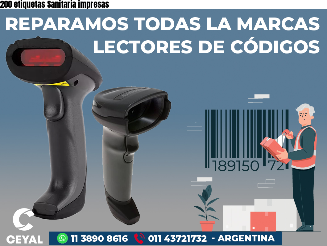 200 etiquetas Sanitaria impresas