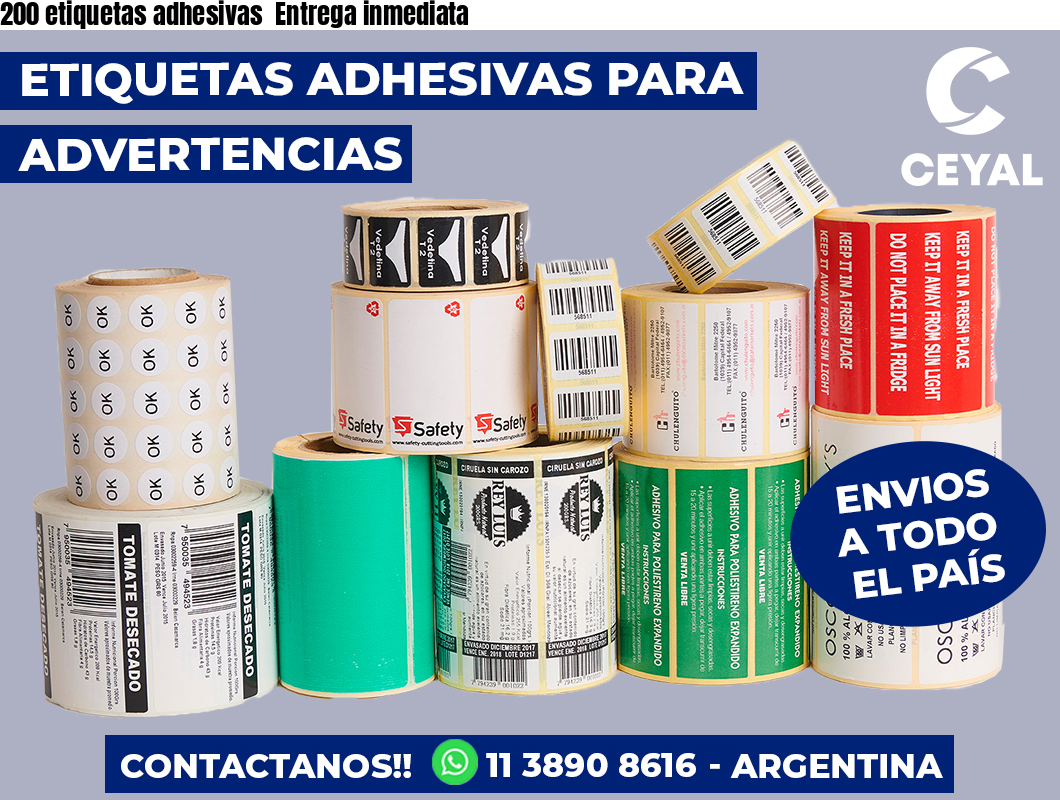 200 etiquetas adhesivas Entrega inmediata