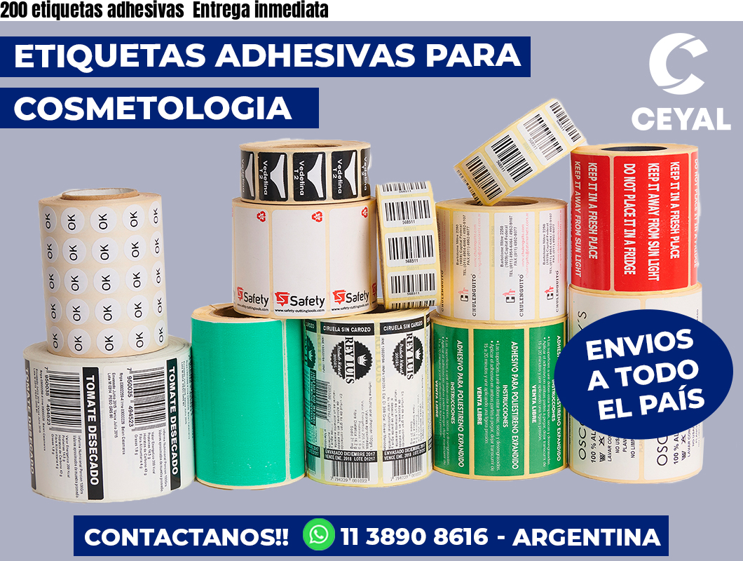 200 etiquetas adhesivas Entrega inmediata