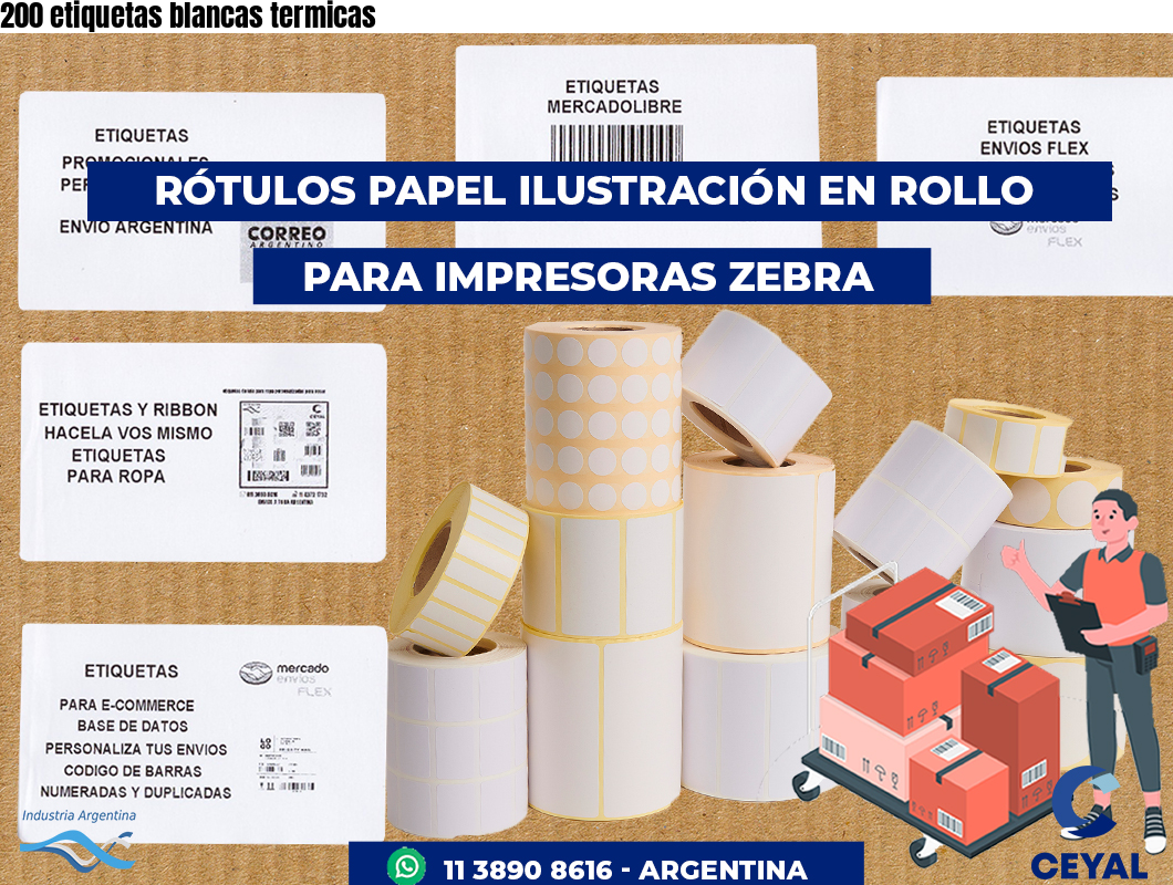 200 etiquetas blancas termicas