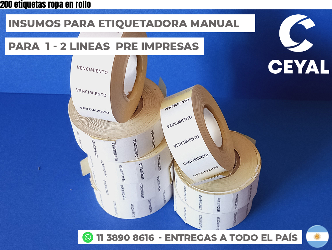 200 etiquetas ropa en rollo