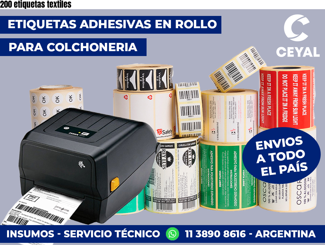 200 etiquetas textiles