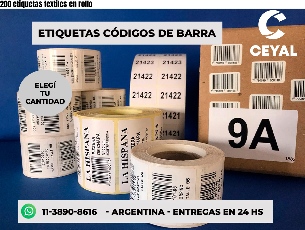 200 etiquetas textiles en rollo