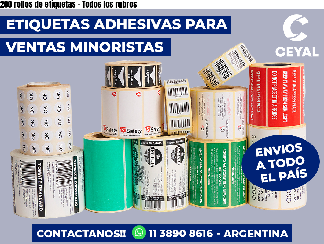 200 rollos de etiquetas – Todos los rubros