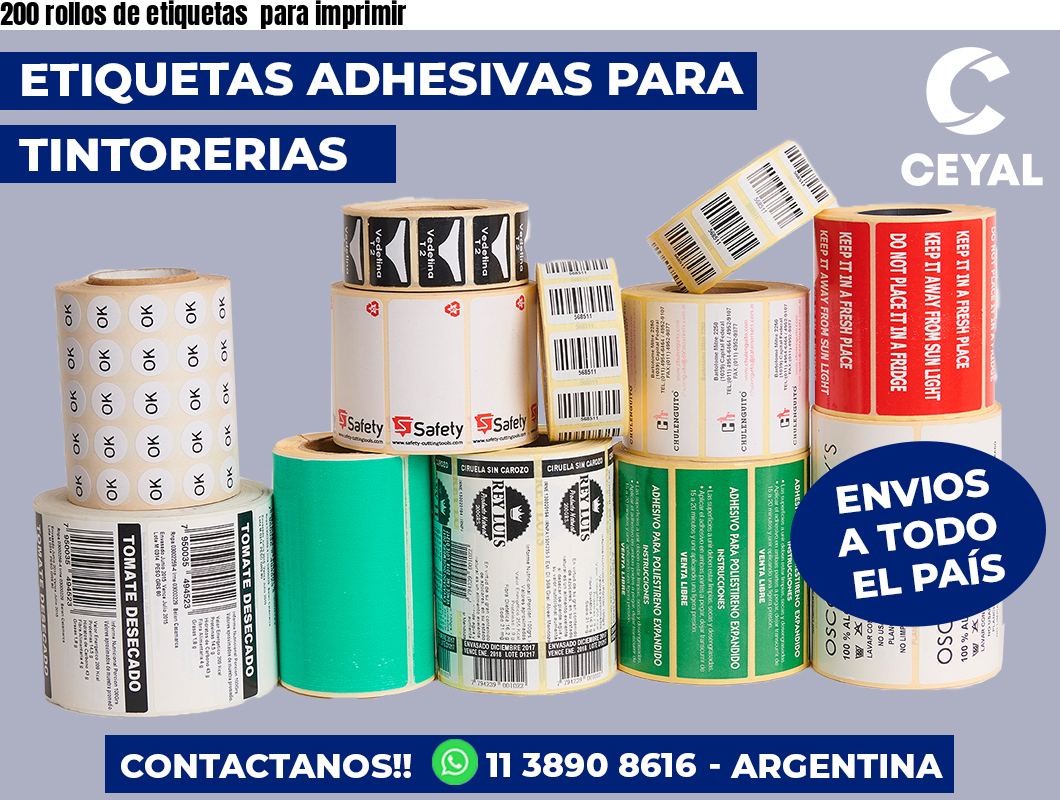 200 rollos de etiquetas  para imprimir