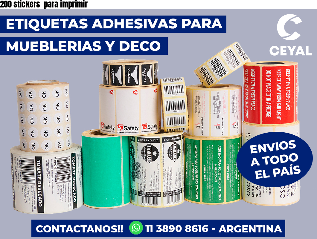 200 stickers  para imprimir