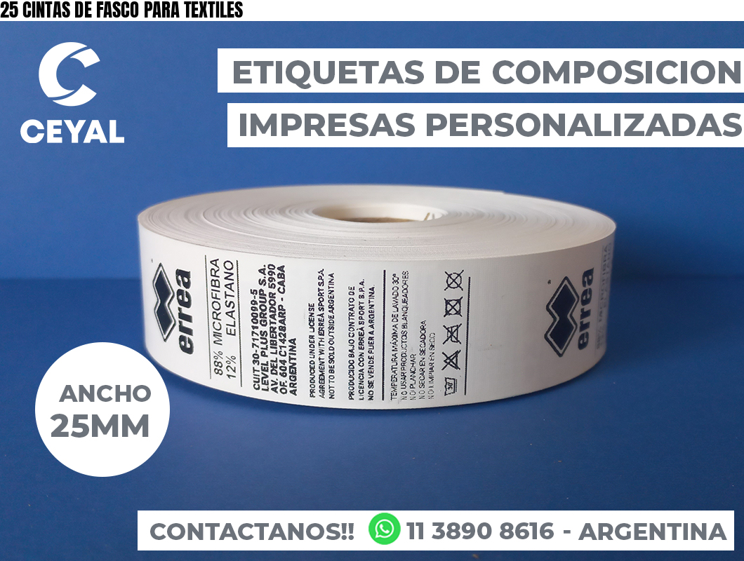 25 CINTAS DE FASCO PARA TEXTILES