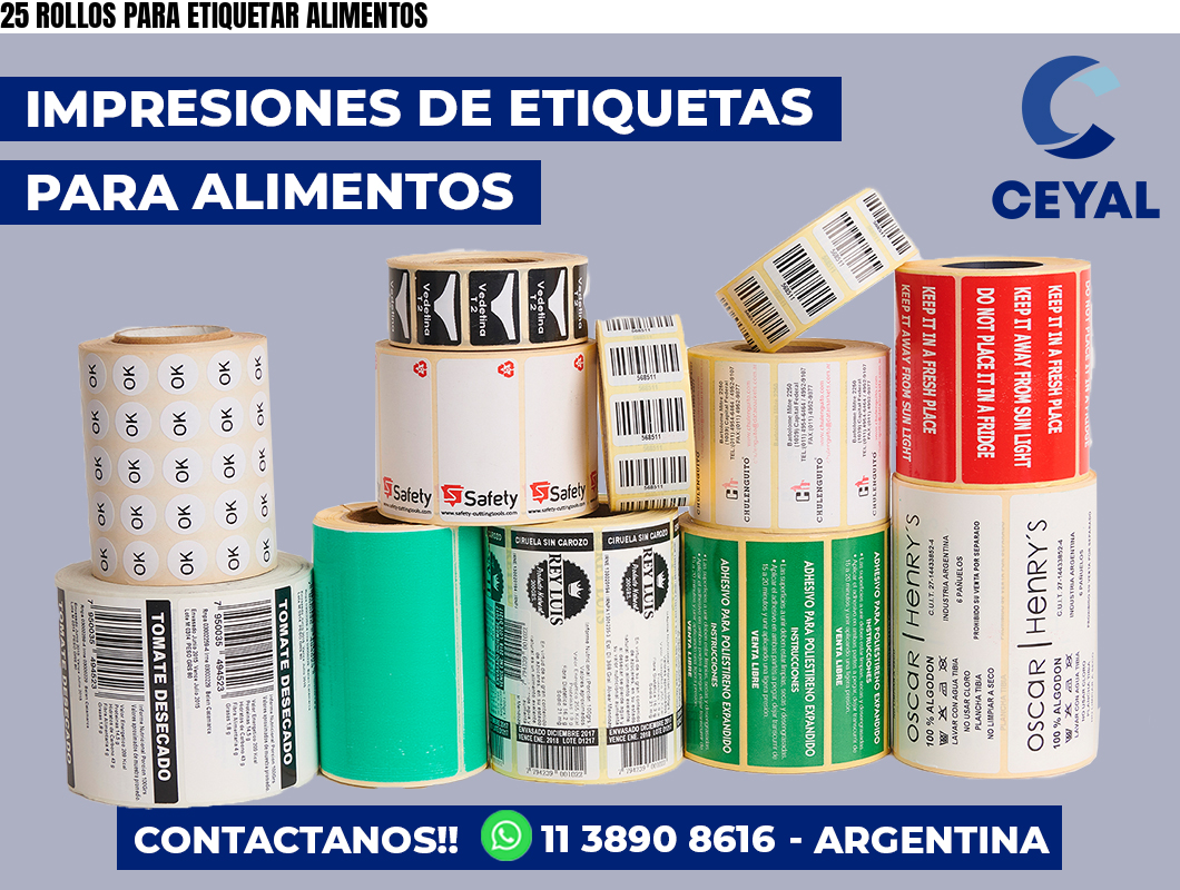25 ROLLOS PARA ETIQUETAR ALIMENTOS