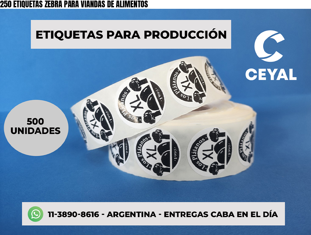 250 ETIQUETAS ZEBRA PARA VIANDAS DE ALIMENTOS