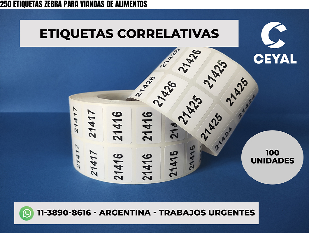 250 ETIQUETAS ZEBRA PARA VIANDAS DE ALIMENTOS