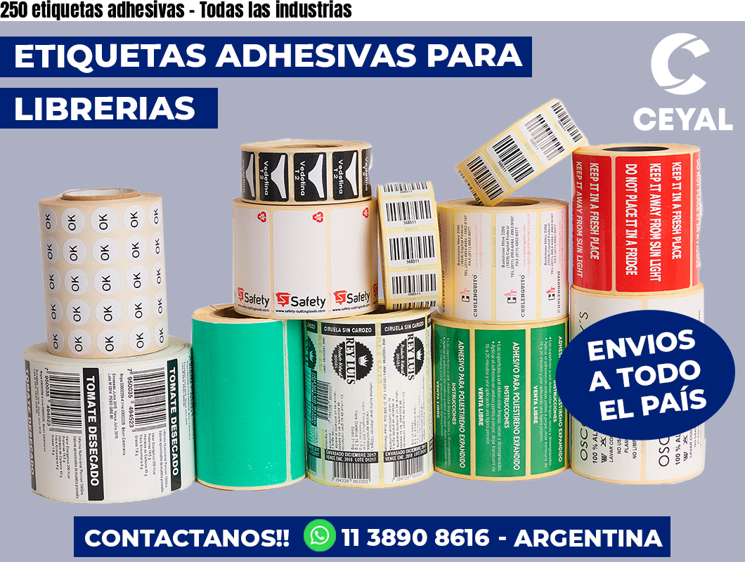 250 etiquetas adhesivas – Todas las industrias