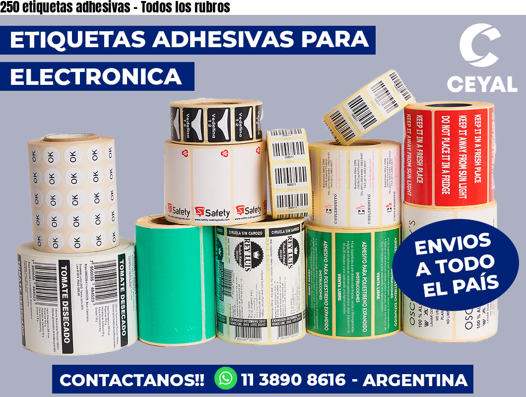 250 etiquetas adhesivas - Todos los rubros