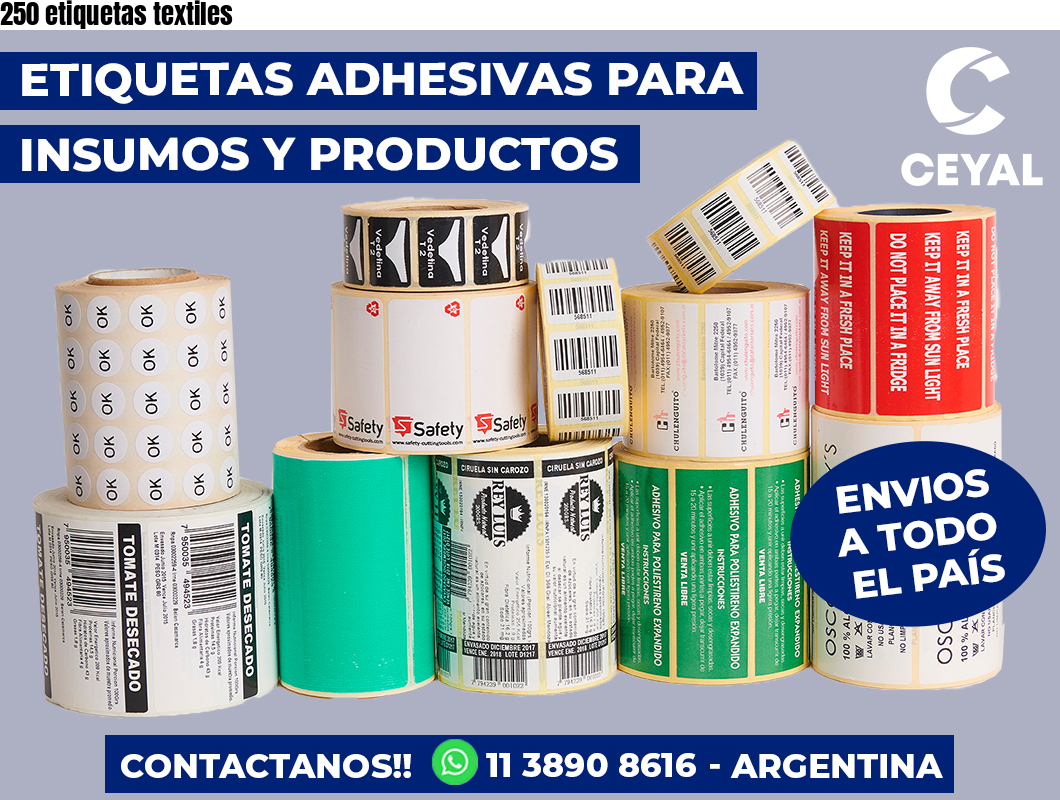250 etiquetas textiles