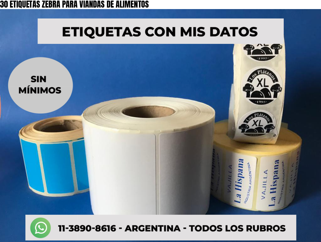 30 ETIQUETAS ZEBRA PARA VIANDAS DE ALIMENTOS